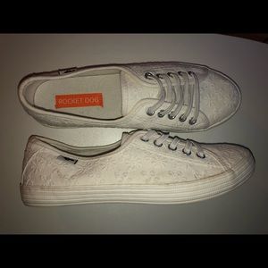 BRAND NEW White Floral Slip ons